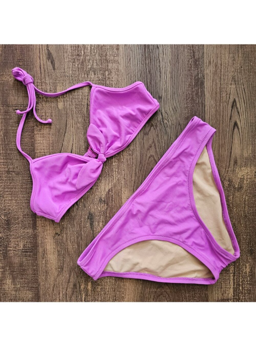 J. Crew V-Neckline Lined Two Piece Swimsuit 10 Lavender